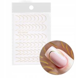 Naklejki samoprzylepne na paznokcie linia uśmiechu 48szt gold STZ-CS169