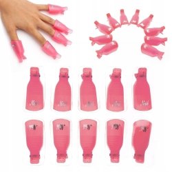 Klipsy do usuwania hybrydy, żelu, akrylu różowy Allepaznokcie 10 szt.