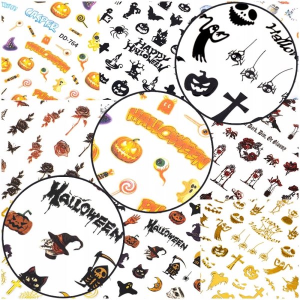 Naklejki do paznokci cienkie samoprzylepne halloween DD-762