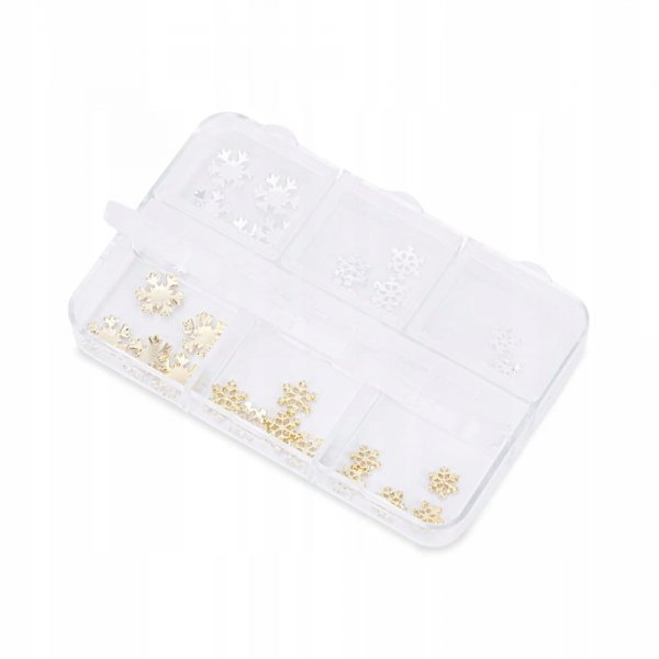 Ozdoby Do Paznokci Kasetka Metalowe Świąteczne Gwiazdki Śnieżynki Zima