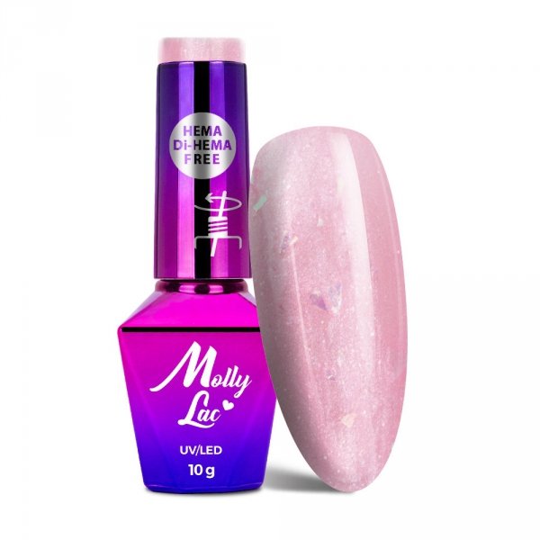 2+1gratis Lakier hybrydowy MollyLac Sparkling French Simple flash HEMA/Di-HEMA Free 10g Nr 707
