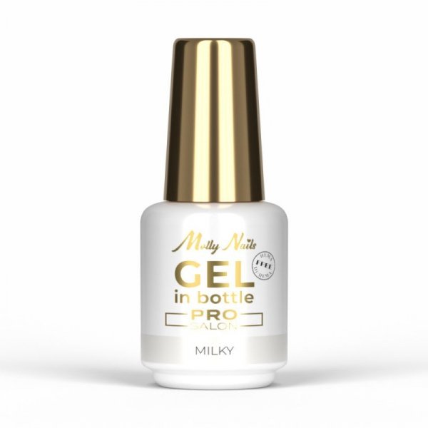 Żel do paznokci w butelce z pędzelkiem Gel in Bottle Molly Nails Pro Salon Milky HEMA/Di-HEMA Free 15g