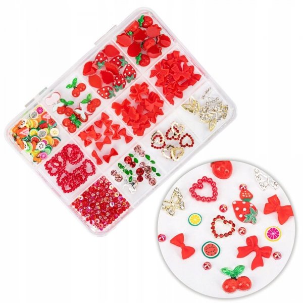 Kasetka z ozdobami mix ok 100 szt