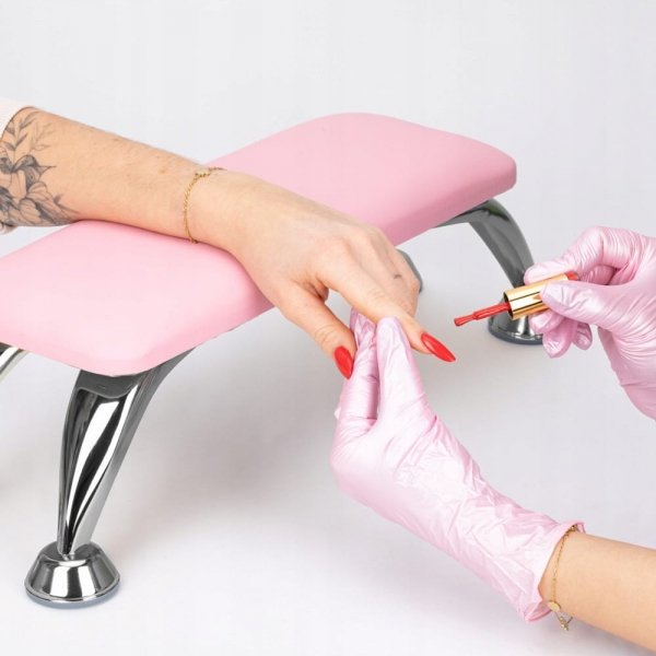 Podpórka do manicure na srebrnych nóżkach Allelac różowa