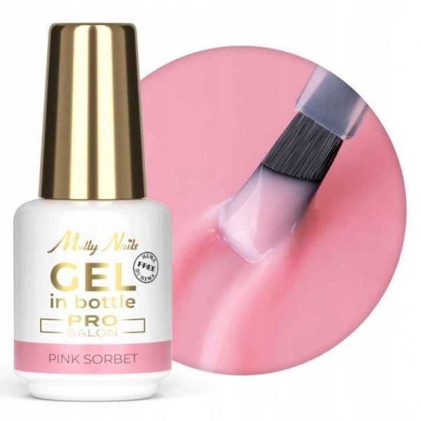Żel Do Paznokci W Butelce Z Pędzelkiem MOLLYNAILS Pro Salon 15g Pink Sorbet