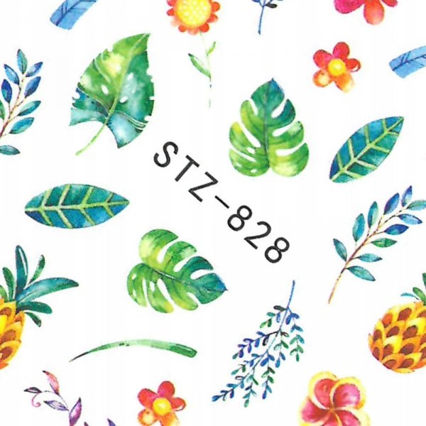 Naklejki wodne do paznokci rośliny owoce STZ-828