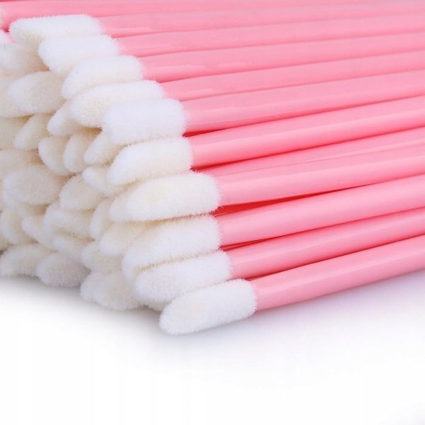 Aplikatory welurowe TimeTrade do rzęs i ust 50 szt. różowe