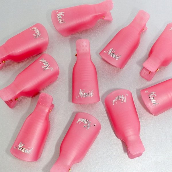 Klipsy do usuwania hybrydy, żelu, akrylu różowy Allepaznokcie 10 szt.