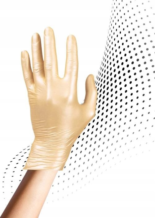 Beaute Luxe Pearl rękawiczki nitrylowe ochronne złote 50 sztuk Gold roz. S