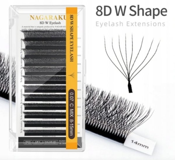 Rzęsy Nagaraku 8D W-kształt Mix C, 0.07, 8-15 mm