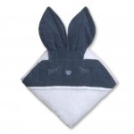 Ręcznik z kapturkiem dla niemowlaka śpiący króliczek w kolorze niebieskim 100/100