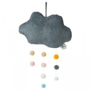 Picca LouLou - Zawieszka mobile Sparkle Cloud GREY with Pompons 34 cm