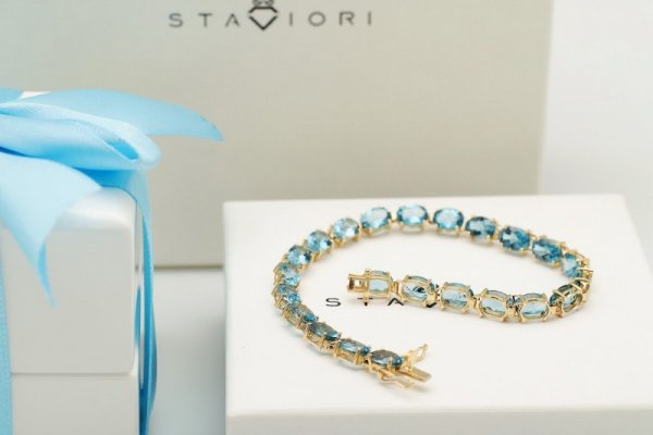 Bransoleta Złoto Topaz błękitny BZX5282