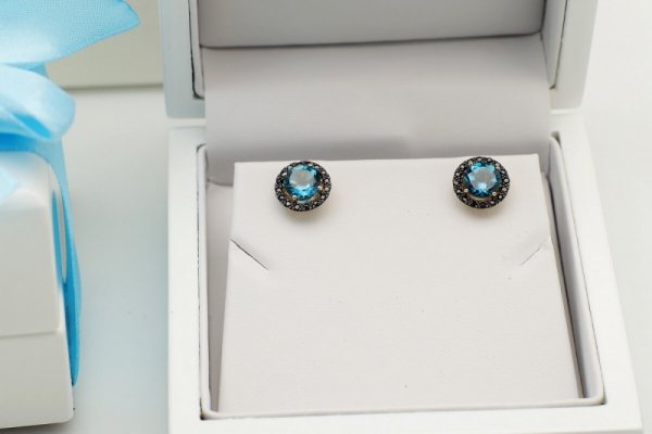Kolczyki Złoto Topaz London Blue KZD6010