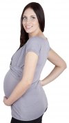 MijaCulture – Elegant nad flirty maternity and nursing shirt top Short sleeve 4003/M18 Grey