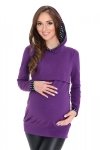 MijaCulture – 2 in 1 Maternity & Nursing Breastfeeding Warm Hoodie Top Pullover 3077A/M07 Purple