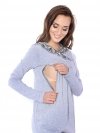 MijaCulture – 2 in 1 Maternity & Nursing breastfeeding warm Hoodie Top Pullover Mimi 7102A  Light Grey