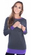 MijaCulture – 2 in1 Maternity and Nursings Long sleeve Shirt Top Soft material 9048 Graphit / Purple
