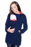 MijaCulture - Maternity Polar warm fleece Hoodie / Pullover for two / for Baby Carriers 3073A Navy