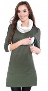 MijaCulture – 2 in1 Maternity and Nursing Tunic Pullover Jumper Dress Lady 7130 Olive