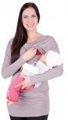 MijaCulture - 2 in1 elegant Maternity and nursing long sleeve shirt top kimono Sofia 7113  Beige