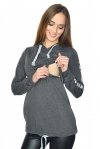 MijaCulture Casual 3 in1 Maternity and Nursing Pullover Sweatshirt with Print 4110 Graphit / Happy