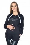 MijaCulture Casual 3 in1 Maternity and Nursing Pullover Sweatshirt with Print 4110 Black / Limited Edition / Front