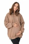 MijaCulture hoodie for pregnant women and breastfeedinf Naomi  M016 Dank beigenk