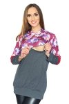 MijaCulture – Cute 2 in1 Maternity and Nursing Pullover Sweater Sweatshirt Jane 7144 Graphite / Flowers 2