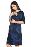 MijaCulture - Labour nightdress 4128 M96 navy/leaves