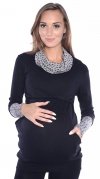 MijaCulture - 3 w 1 bluza ciążowa i do karmienia „Maddy” 7115 czarny/gwiazdki