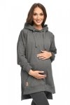 MijaCulture - 3 w 1 długa bluza ciążowa i do karmienia z rozcieciami „Aurelia” M011 grafit