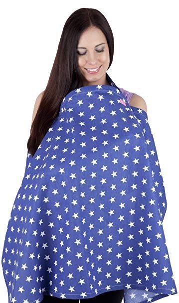 MijaCulture - 2 in1 Nursing Breastfeeding Cover / Scarf / Apron 4010/M34 Blue / Stars