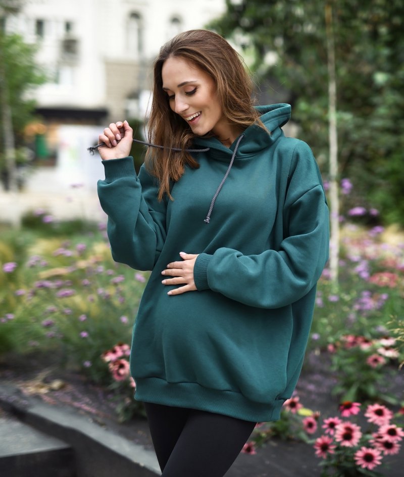 MijaCulture hoodie for pregnant women and breastfeedinf &quot;Naomi&quot;  M016 Green