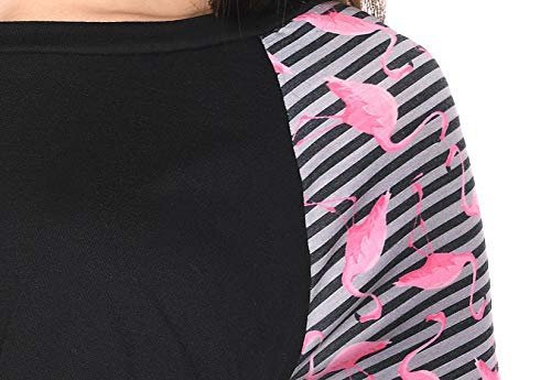 MijaCulture 2 in1 3/4 Maternity and Nursing Shirt Baseball T-Shirt Suzi 7141 Black / Flamingo