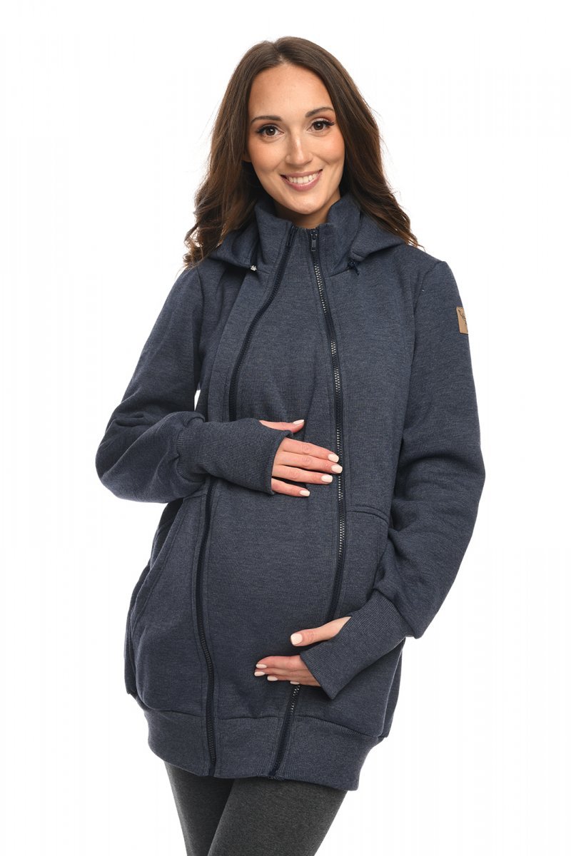 MijaCulture - Maternity jacket warm Hoodie / Pullover for two / for Baby Carriers 4132 Jeans