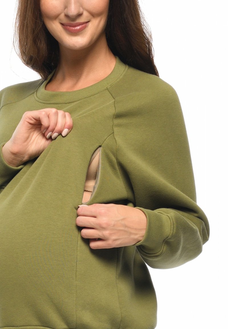 MijaCulture - 3 in 1 light super soft maternity and nursing sweatshirt "Olivia" M019 Green