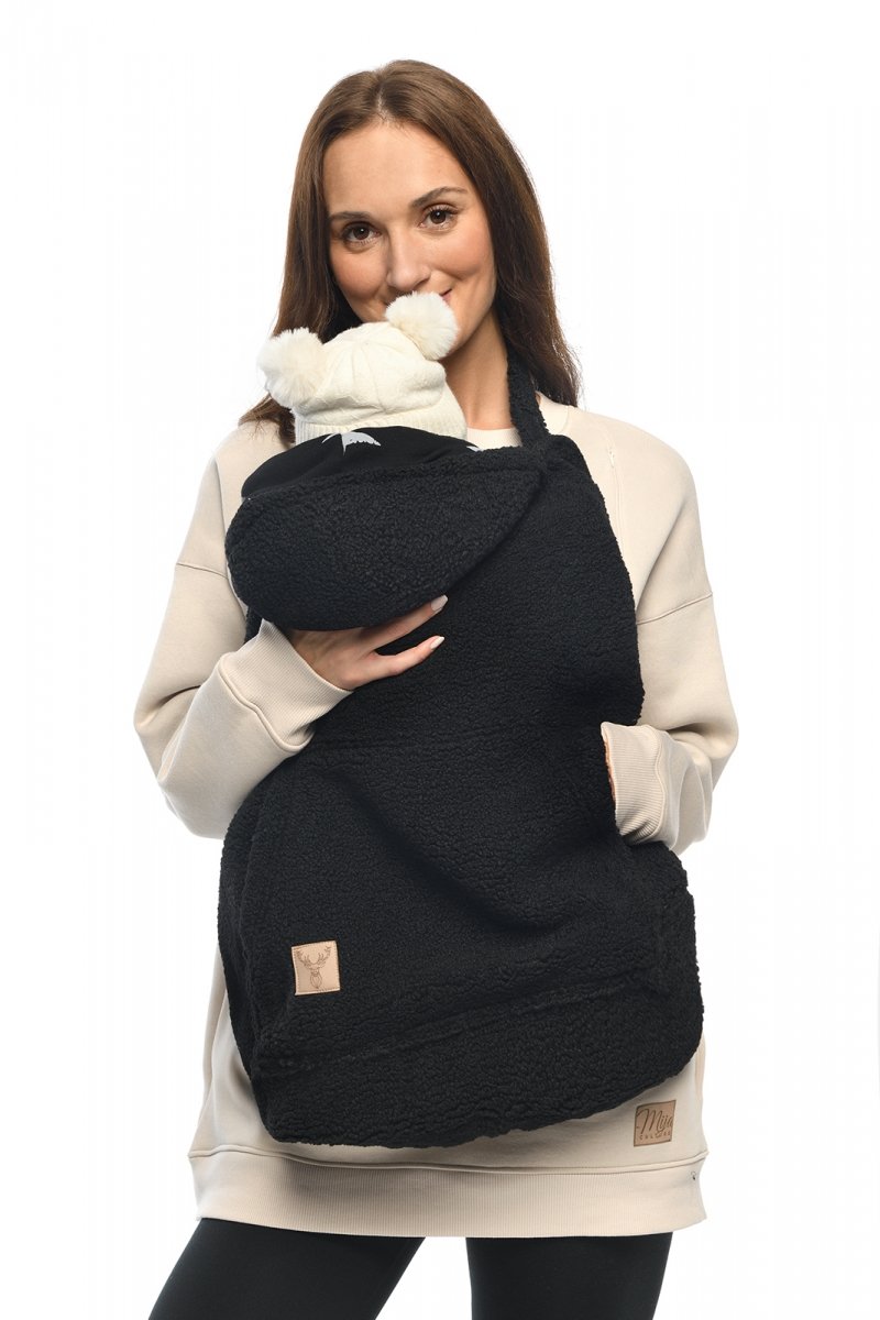 MijaCulture – warm universal cover TEDDY (fleece) for baby carrier or wrap M025 black