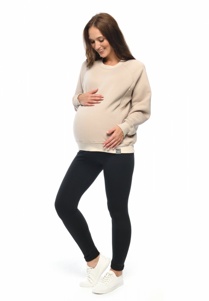 MijaCulture - 3 in 1 light super soft maternity and nursing sweatshirt "Olivia" M019 Beige