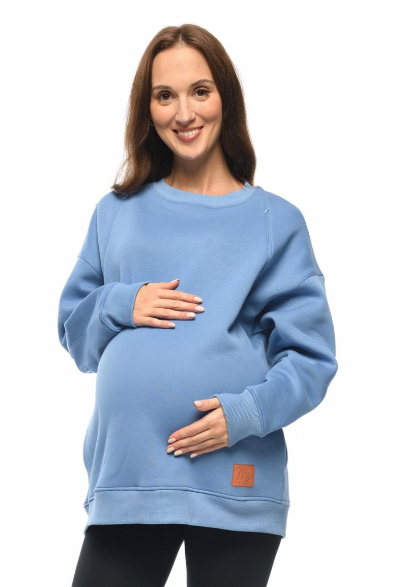 MijaCulture - 3 in 1 oversize maternity and nursing sweatshirt "Miley" M020 Blue