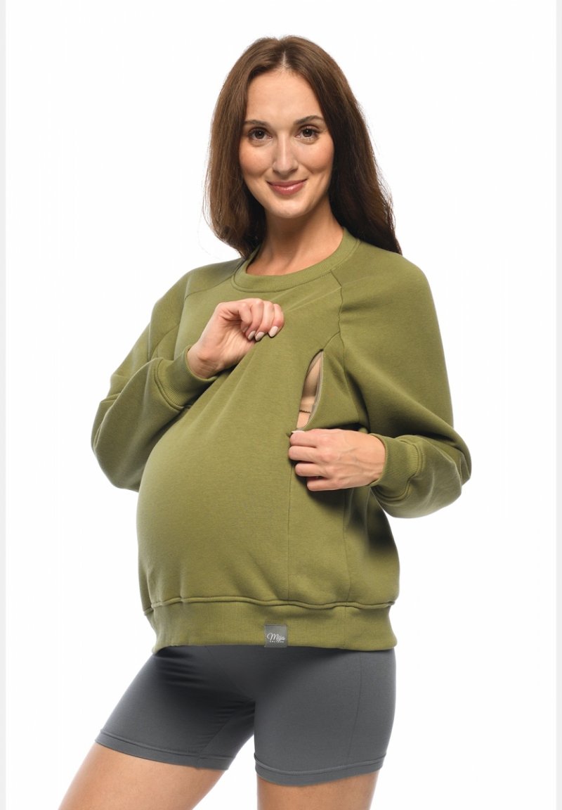 MijaCulture - 3 in 1 light super soft maternity and nursing sweatshirt "Olivia" M019 Green
