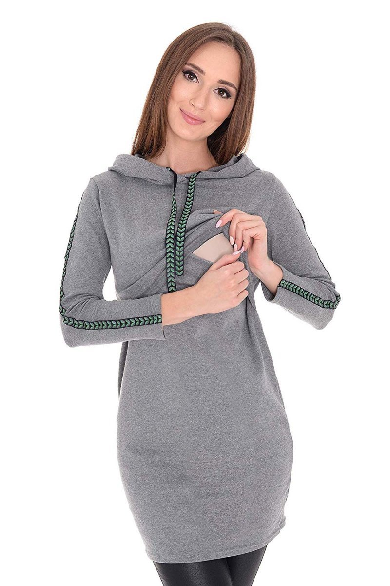 MijaCulture - 3 in1 Maternity and Nursing Pullover Sweatshirt Melanie 7136 Graphit