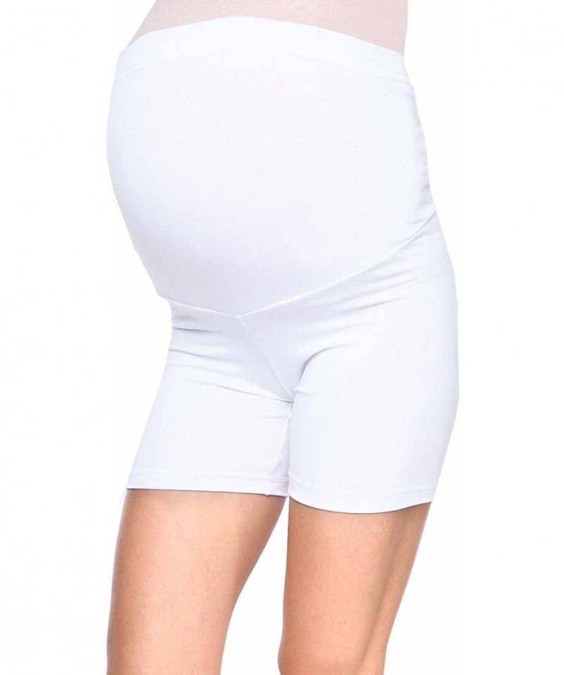 MijaCulture comfortable casual maternity short leggings shorts 1053 White