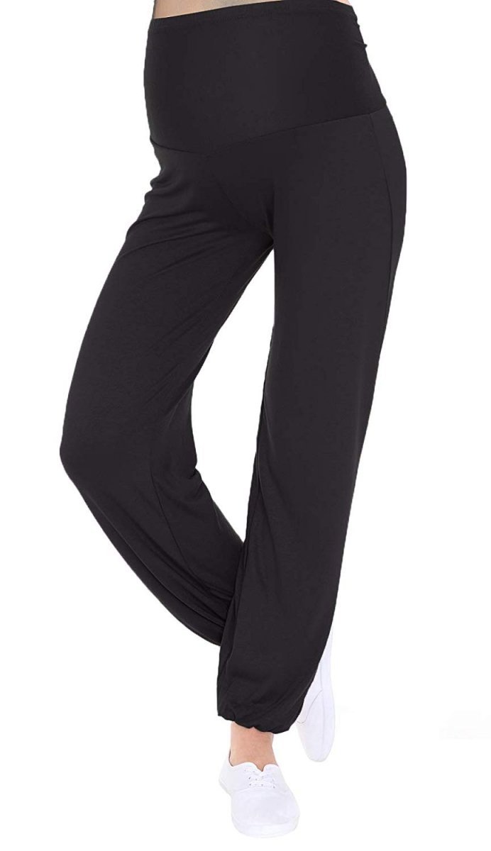 MijaCulture - Relaxed Casual Maternity Pants Trousers Harem Alladin 4069/M58 Black
