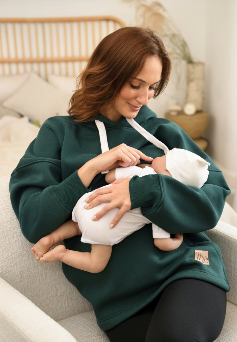 MijaCulture hoodie for pregnant women and breastfeeding  "Megan"  M021 Green