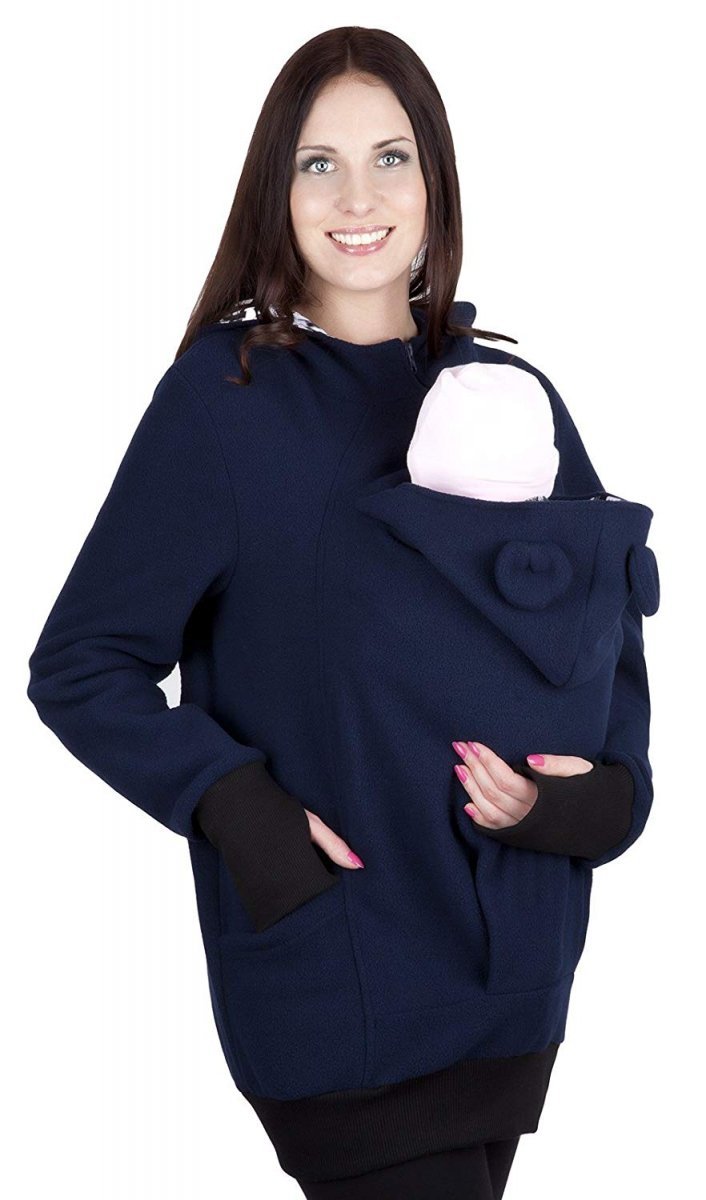 MijaCulture - Maternity Polar warm fleece Hoodie / Pullover for two / for Baby Carriers 4019A/M21  Purple