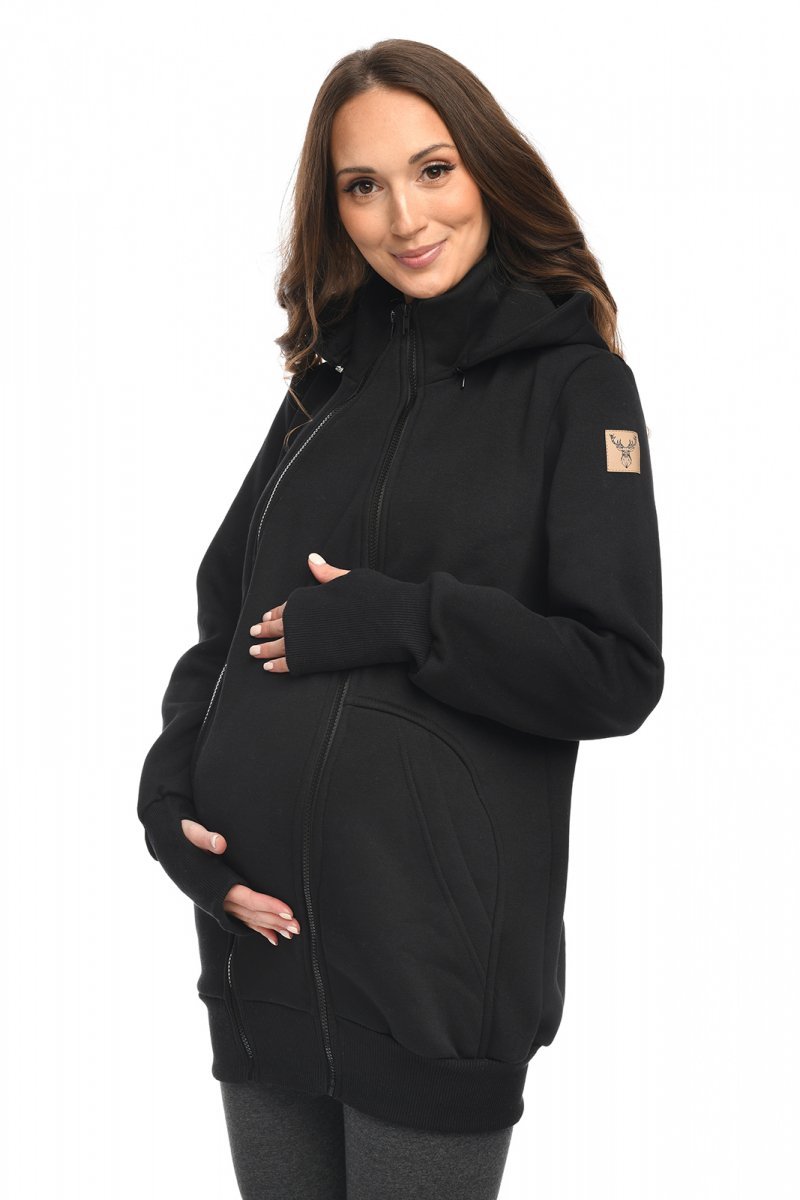 MijaCulture - Maternity jacket warm Hoodie / Pullover for two / for Baby Carriers 4132 Black
