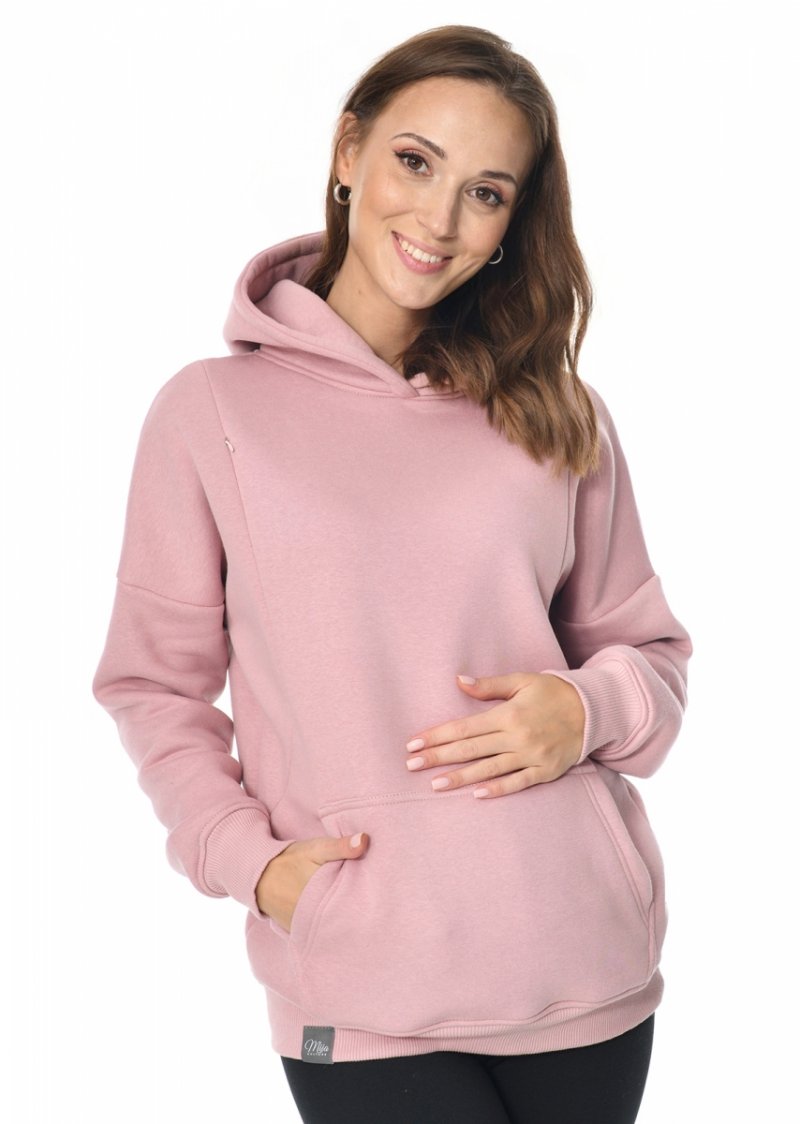 MijaCulture - 3 in1 warm maternity hoodie, for breastfeeding and after  „Molly ” M001 pink