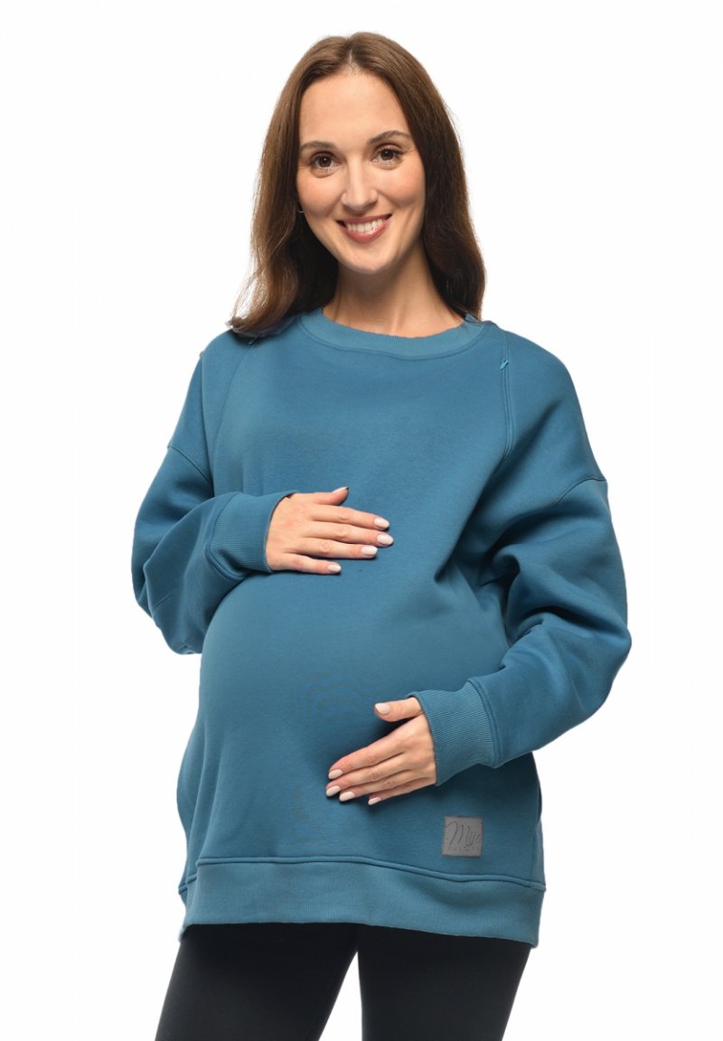 MijaCulture - 3 w 1 oversize bluza ciążowa i do karmienia „Miley ” M020 petrol