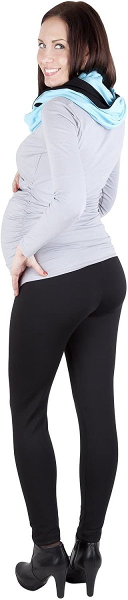 MijaCulture - Komfortowe legginsy ciążowe zimowe 1034 czarne7